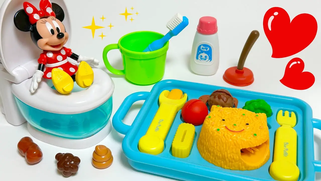 [🌟Toy ASMR🌟] 💩Minnie Mouse Potty training Toy & Eating ASMR | Satisfying Toy Unboxing ASMR